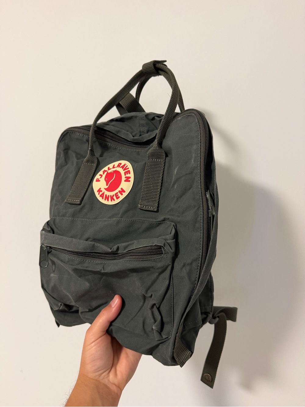 Fjallraven Kånken Mini Backpack - Dark Green with Red Logo